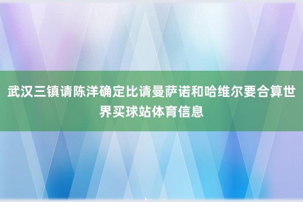 武汉三镇请陈洋确定比请曼萨诺和哈维尔要合算世界买球站体育信息