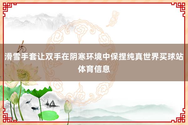 滑雪手套让双手在阴寒环境中保捏纯真世界买球站体育信息