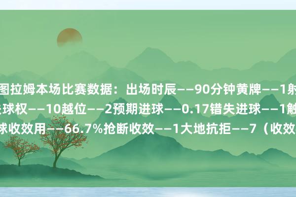 图拉姆本场比赛数据：出场时辰——90分钟黄牌——1射门——2（射正1）丢失球权——10越位——2预期进球——0.17错失进球——1触球——34传球——21传球收效用——66.7%抢断收效——1大地抗拒——7（收效4）争顶——5（收效3）犯规——1被犯规——3媒体评分——6.5    体育赛事直播