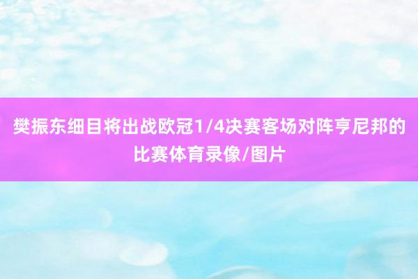 樊振东细目将出战欧冠1/4决赛客场对阵亨尼邦的比赛体育录像/图片