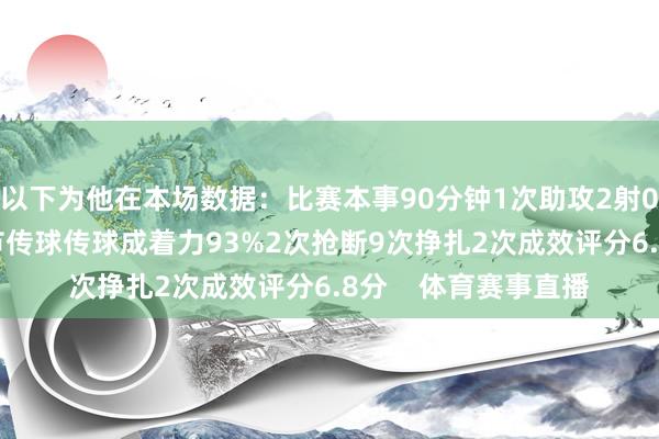 以下为他在本场数据：比赛本事90分钟1次助攻2射0正77次触球1次关节传球传球成着力93%2次抢断9